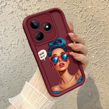 HONTINGA Realme Note 50 ile Uyumlu Kılıfı Düşüme Önleyici Basitlik Anti Düşme Kamera Korumali Moda Kızı Bordo Desen Yumuşak Silikon Telefon Kılıfı Kadın ve Erkek Için Uygundur K2-7078