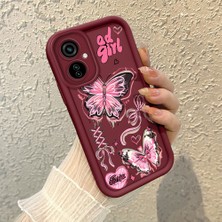 HONTINGA Tecno Camon 19 Neo ile Uyumlu Kılıfı Düşüme Önleyici Basitlik Anti Düşme Kamera Korumali Kelebek Bordo Desen Yumuşak Silikon Telefon Kılıfı Kadın ve Erkek Için Uygundur K2-7081