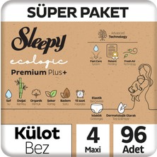 Sleepy Ecologic Premium Plus Süper Paket Külot Bez 4 Numara Maxi 96 Adet
