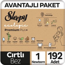 Sleepy Ecologic Premium Plus Avantajlı Paket Bebek Bezi 1 Numara Yenidoğan 192 Adet