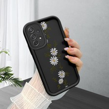 HONTINGA Samsung Galaxy A72 ile Uyumlu Kılıfı Düşüme Önleyici Basitlik Anti Düşme Kamera Korumali Krisantem Deseni Siyah Desen Yumuşak Silikon Telefon Kılıfı Kadın ve Erkek Için Uygundur K2-0369
