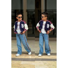 Miniğimin Cicileri B Panç Işleme Detaylı Kolej 3 Lü Erkek Çocuk Takım - Mavi