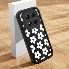HONTINGA Xiaomi Redmi Note 14 Pro ile Uyumlu Kılıfı Düşüme Önleyici Basitlik Anti Düşme Kamera Korumali Çiçek Siyah Desen Yumuşak Silikon Telefon Kılıfı Kadın ve Erkek Için Uygundur K2-0370