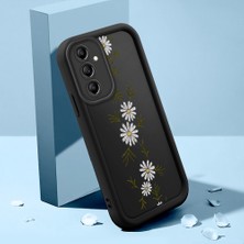 HONTINGA Samsung Galaxy A14 5g ile Uyumlu Kılıfı Düşüme Önleyici Basitlik Anti Düşme Kamera Korumali Krisantem Deseni Siyah Desen Yumuşak Silikon Telefon Kılıfı Kadın ve Erkek Için Uygundur K2-0369