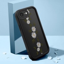 HONTINGA iPhone 16E ile Uyumlu Kılıfı Düşüme Önleyici Basitlik Anti Düşme Kamera Korumali Krisantem Deseni Siyah Desen Yumuşak Silikon Telefon Kılıfı Kadın ve Erkek Için Uygundur K2-0369