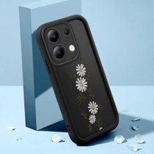 HONTINGA Xiaomi Redmi Note 13 4g ile Uyumlu Kılıfı Düşüme Önleyici Basitlik Anti Düşme Kamera Korumali Krisantem Deseni Siyah Desen Yumuşak Silikon Telefon Kılıfı Kadın ve Erkek Için Uygundur K2-0369
