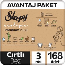 Sleepy Ecologic Premium Plus Avantajlı Paket Bebek Bezi 3 Numara Midi 168 Adet