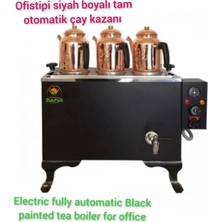 Allians 3 Gözlü Siyah Otomatik Elektrikli Çay Kazanı, Ofis Tipi Semaver