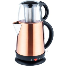 Allians Şık Metal ve Cam Çay Makinesi, 1.7l ve 1.2l Kapasite, Elektrikli