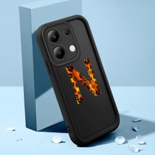 HONTINGA Xiaomi Redmi Note 13 ile Uyumlu Kılıfı Düşüme Önleyici Basitlik Anti Düşme Kamera Korumali Harf M ve Harf N Siyah Desen Yumuşak Silikon Telefon Kılıfı Kadın ve Erkek Için Uygundur K2-0362