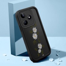HONTINGA Realme Note 50 ile Uyumlu Kılıfı Düşüme Önleyici Basitlik Anti Düşme Kamera Korumali Krisantem Deseni Siyah Desen Yumuşak Silikon Telefon Kılıfı Kadın ve Erkek Için Uygundur K2-0369