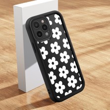 HONTINGA iPhone 16 Pro ile Uyumlu Kılıfı Düşüme Önleyici Basitlik Anti Düşme Kamera Korumali Çiçek Siyah Desen Yumuşak Silikon Telefon Kılıfı Kadın ve Erkek Için Uygundur K2-0370