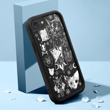 HONTINGA iPhone Se 2022 ile Uyumlu Kılıfı Düşüme Önleyici Basitlik Anti Düşme Kamera Korumali Retro Deseni Siyah Desen Yumuşak Silikon Telefon Kılıfı Kadın ve Erkek Için Uygundur K2-0371