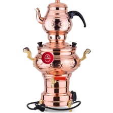 Allians Bakır Elektrikli Semaver 3+1 Litre Demlik Seti, Şık ve Kullanışlı Tasarım