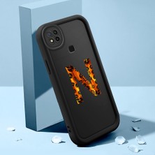 HONTINGA Xiaomi Redmi 10A ile Uyumlu Kılıfı Düşüme Önleyici Basitlik Anti Düşme Kamera Korumali Harf M ve Harf N Siyah Desen Yumuşak Silikon Telefon Kılıfı Kadın ve Erkek Için Uygundur K2-0362