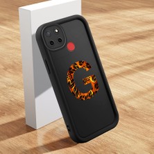 HONTINGA Realme C25 ile Uyumlu Kılıfı Düşüme Önleyici Basitlik Anti Düşme Kamera Korumali Harf G ve Harf H Siyah Desen Yumuşak Silikon Telefon Kılıfı Kadın ve Erkek Için Uygundur K2-0359