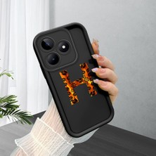 HONTINGA Realme C53 ile Uyumlu Kılıfı Düşüme Önleyici Basitlik Anti Düşme Kamera Korumali Harf G ve Harf H Siyah Desen Yumuşak Silikon Telefon Kılıfı Kadın ve Erkek Için Uygundur K2-0359