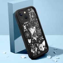 HONTINGA iPhone 15 Plus ile Uyumlu Kılıfı Düşüme Önleyici Basitlik Anti Düşme Kamera Korumali Retro Deseni Siyah Desen Yumuşak Silikon Telefon Kılıfı Kadın ve Erkek Için Uygundur K2-0371
