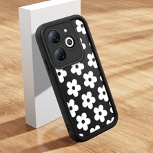 HONTINGA Infinix Smart 8 ile Uyumlu Kılıfı Düşüme Önleyici Basitlik Anti Düşme Kamera Korumali Çiçek Siyah Desen Yumuşak Silikon Telefon Kılıfı Kadın ve Erkek Için Uygundur K2-0370