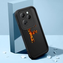 HONTINGA Infinix Hot 40 ile Uyumlu Kılıfı Düşüme Önleyici Basitlik Anti Düşme Kamera Korumali Harf E ve Harf F Siyah Desen Yumuşak Silikon Telefon Kılıfı Kadın ve Erkek Için Uygundur K2-0358