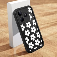 HONTINGA Realme C53 ile Uyumlu Kılıfı Düşüme Önleyici Basitlik Anti Düşme Kamera Korumali Çiçek Siyah Desen Yumuşak Silikon Telefon Kılıfı Kadın ve Erkek Için Uygundur K2-0370