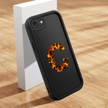 HONTINGA iPhone 8 ile Uyumlu Kılıfı Düşüme Önleyici Basitlik Anti Düşme Kamera Korumali Harf C ve Harf D Siyah Desen Yumuşak Silikon Telefon Kılıfı Kadın ve Erkek Için Uygundur K2-0357