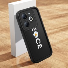 HONTINGA Tecno Spark Go 2024 ile Uyumlu Kılıfı Düşüme Önleyici Basitlik Anti Düşme Kamera Korumali Krisantem Deseni Siyah Desen Yumuşak Silikon Telefon Kılıfı Kadın ve Erkek Için Uygundur K2-0369