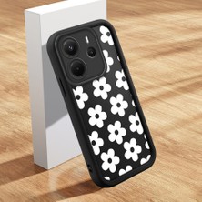HONTINGA Xiaomi Redmi Note 14 ile Uyumlu Kılıfı Düşüme Önleyici Basitlik Anti Düşme Kamera Korumali Çiçek Siyah Desen Yumuşak Silikon Telefon Kılıfı Kadın ve Erkek Için Uygundur K2-0370