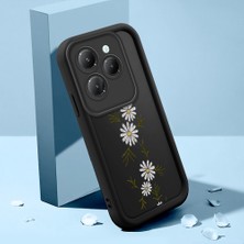 HONTINGA Infinix Hot 40 ile Uyumlu Kılıfı Düşüme Önleyici Basitlik Anti Düşme Kamera Korumali Krisantem Deseni Siyah Desen Yumuşak Silikon Telefon Kılıfı Kadın ve Erkek Için Uygundur K2-0369