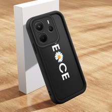 HONTINGA Xiaomi Redmi Note 14 ile Uyumlu Kılıfı Düşüme Önleyici Basitlik Anti Düşme Kamera Korumali Krisantem Deseni Siyah Desen Yumuşak Silikon Telefon Kılıfı Kadın ve Erkek Için Uygundur K2-0369