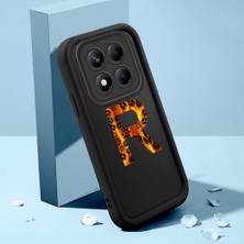 HONTINGA Xiaomi Redmi Note 14 Pro ile Uyumlu Kılıfı Düşüme Önleyici Basitlik Anti Düşme Kamera Korumali Harf Q ve Harf R Siyah Desen Yumuşak Silikon Telefon Kılıfı Kadın ve Erkek Için Uygundur K2-0364