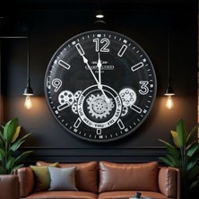 Dinç Store 44 Çarklı Duvar Saati Gümüş Detaylı 59 cm Dinç Store