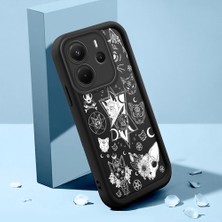 HONTINGA Xiaomi Redmi Note 14 ile Uyumlu Kılıfı Düşüme Önleyici Basitlik Anti Düşme Kamera Korumali Retro Deseni Siyah Desen Yumuşak Silikon Telefon Kılıfı Kadın ve Erkek Için Uygundur K2-0371