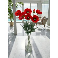 Madame Nazar Üstün Kalite Gerçekçi Gelincik Yapay Çiçek – 1 Dal-60 cm (Kırmızı) Solmaz, Vazo ve Salon Dekoru