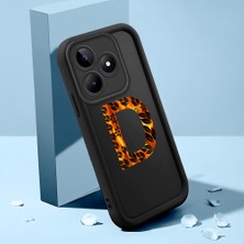 HONTINGA Realme C53 ile Uyumlu Kılıfı Düşüme Önleyici Basitlik Anti Düşme Kamera Korumali Harf C ve Harf D Siyah Desen Yumuşak Silikon Telefon Kılıfı Kadın ve Erkek Için Uygundur K2-0357