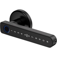 Das Siegel Ofis Otel Akıllı Şifreli Kapı Kolu Kilidi: Parmak Izi-Şifre-Mobilapp-Anahtar-Kart / Siyah