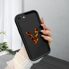 HONTINGA iPhone 7 ile Uyumlu Kılıfı Düşüme Önleyici Basitlik Anti Düşme Kamera Korumali Harf U ve Harf V Siyah Desen Yumuşak Silikon Telefon Kılıfı Kadın ve Erkek Için Uygundur K2-0366
