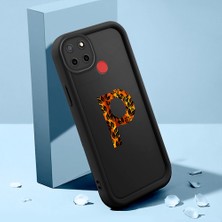 HONTINGA Realme C25 ile Uyumlu Kılıfı Düşüme Önleyici Basitlik Anti Düşme Kamera Korumali Harf O ve Harf P Siyah Desen Yumuşak Silikon Telefon Kılıfı Kadın ve Erkek Için Uygundur K2-0363