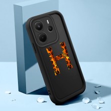HONTINGA Xiaomi Redmi Note 14 ile Uyumlu Kılıfı Düşüme Önleyici Basitlik Anti Düşme Kamera Korumali Harf G ve Harf H Siyah Desen Yumuşak Silikon Telefon Kılıfı Kadın ve Erkek Için Uygundur K2-0359