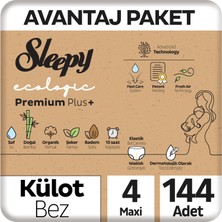 Sleepy Ecologic Premium Plus Avantajlı Paket Külot Bez 4 Numara Maxi 144 Adet
