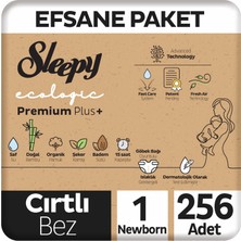 Sleepy Ecologic Premium Plus Efsane Paket Bebek Bezi 1 Numara Yenidoğan 256 Adet