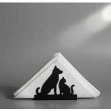 Odmek Kedi & Köpek Figürlü Metal Peçetelik –  Masaüstü Peçete Tutucu (10×8×4 Cm)