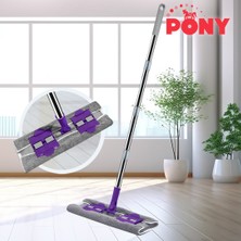 Pony Mandallı Mop Mikrofiber Yüzey Temizlik Seti Paspas Yer Duvar Cam Kıskaçlı Klipsli