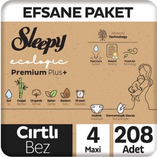 Sleepy Ecologic Premium Plus Efsane Paket Bebek Bezi 4 Numara Maxi 208 Adet