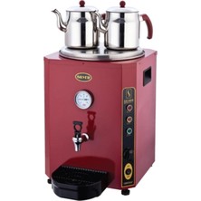 Allians Kırmızı Elektrikli Çay Kazanı, Jumbo Çift Demlikli 23 Lt