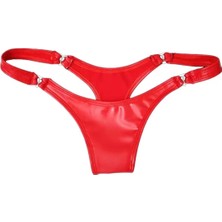 Nyc Giyim Tekstil Unisex Suni Deri Tanga Külot, Tokalı Tasarım, Kırmızı ve Siyah Renk Seçenekleri, Elastan Malzeme