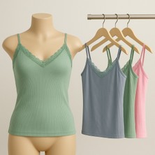 Kota - 2 6421-6 Fitilli Ip Askılı Dantelli Bayan Atlet