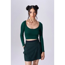 Kadın Slim Fit Uzun Kollu Yeşil Body NAAR91321-ZÜMRÜT