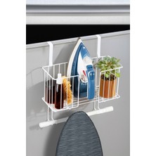 Feyza Design Pratik Kapı Arkası Ütü ve Ütü Masası Askısı, Düzenleyici Raf, Beyaz