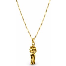 Vipfoni Sevgililer Günü Hediyesi Birbirlerine Sarılan Çift Çelik Aşk Kolyesi